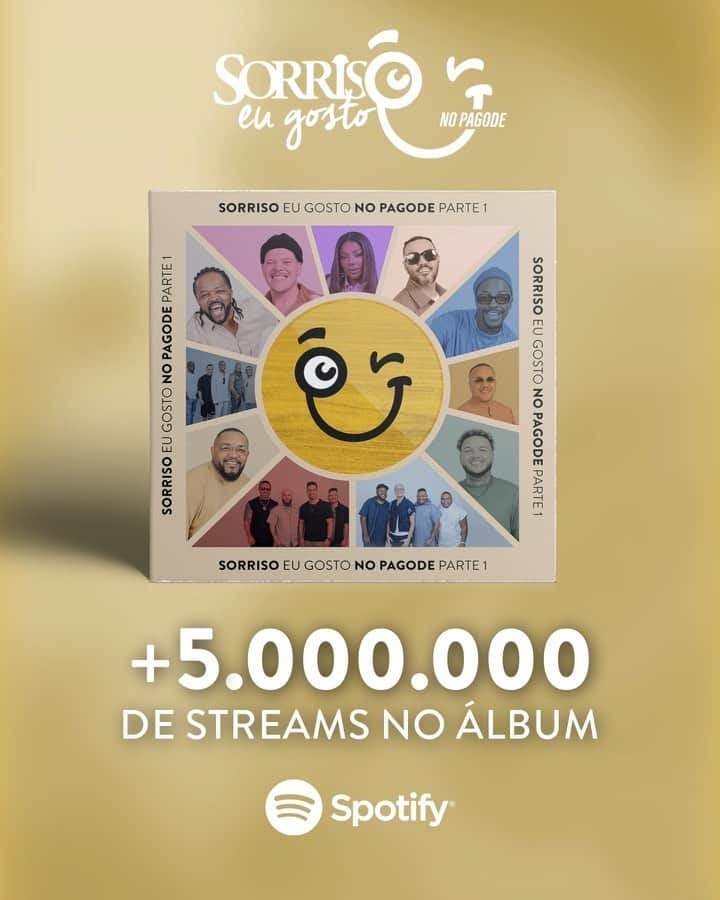 Sorriso Marotoのインスタグラム：「São + de 5 MILHÕES de streams somente no @spotifybrasil em menos de 10 dias de lançamento do nosso álbum Sorriso Eu Gosto No Pagode - Parte 1! 🙌🏽  A gente não cansa de celebrar e agradecer, vocês são parte fundamental nisso, podem ter certeza. 😍  É só o começo das nossas comemorações de 25 anos de carreira, tem muito mais vindo aí! 🚀🚀🚀  Arrasta pro lado e confere o TOP 5 das mais ouvidas por vocês.   Agora bora tacar play e compartilhar com os amigos! 💚🎶」