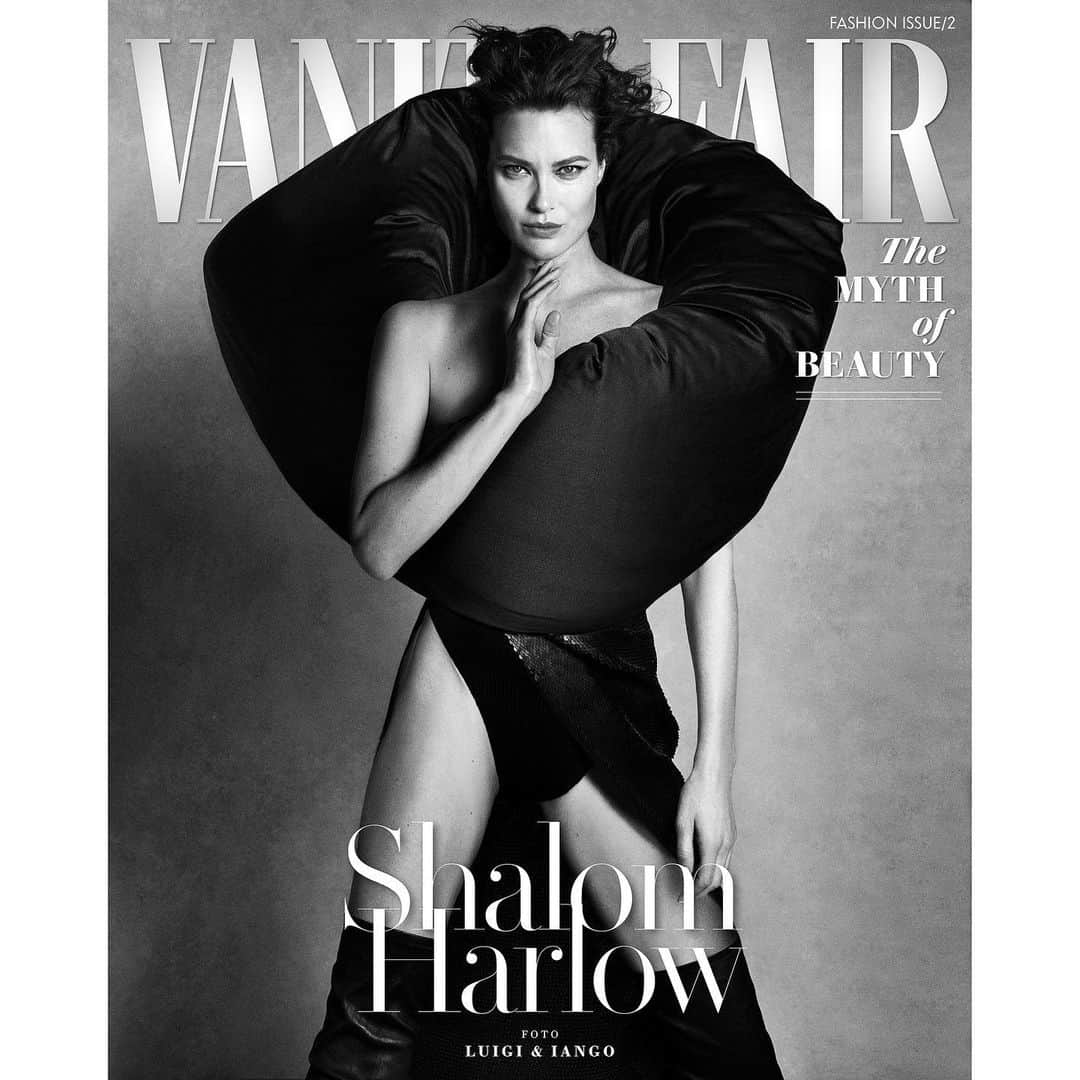 ルイージ&イアンゴのインスタグラム：「SHALOM ❤️ @shalomharlow -THE MYTH OF BEAUTY- for @vanityfair @vanityfairitalia @vanityfairfrance @vanityfairspain @luigiandiango @luigimurenu @marchettisimone @michael_philouze @rickowensonline @2bmanagement」