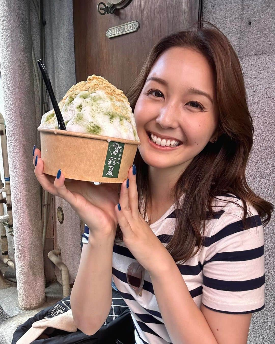 笹井千織のインスタグラム：「少し前に食べたかき氷🍧 抹茶×練乳×きなこ最強だった🫶🏻」