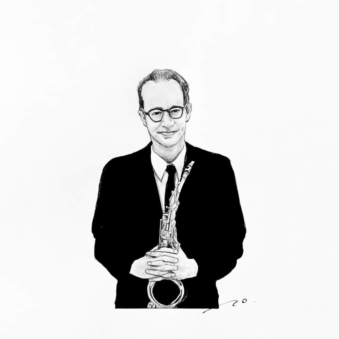 逢坂庵のインスタグラム：「23sketch0927 ・ ・ #jazz #jazzart #pauldesmond #saxophone #altsax #westcoastjazz #pencildrawing #illustagram #portraitsketch #monochrome #ジャズ #ポールデスモンド #サックス #アルトサックス #ウェストコーストジャズ #鉛筆画 #人物画 #イラストグラム #素描 #モノクロイラスト #ジャズ好きな人と繋がりたい」