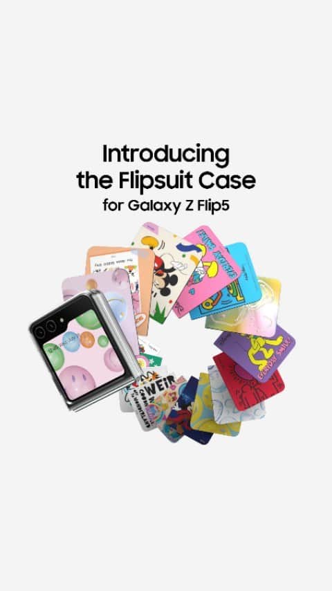 Samsung Mobileのインスタグラム：「Change your phone style as fast as you change your mood. 💁 If you want personalization, we have cases. Meet the new #GalaxyZFlip5 Flipsuit Case. #JoinTheFlipSide  Learn more: samsung.com」