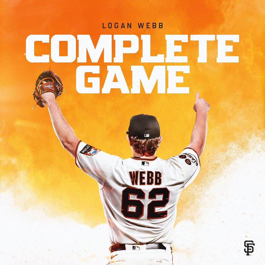 サンフランシスコ・ジャイアンツのインスタグラム：「Logan Webb throws his second complete game of the season ✌️」