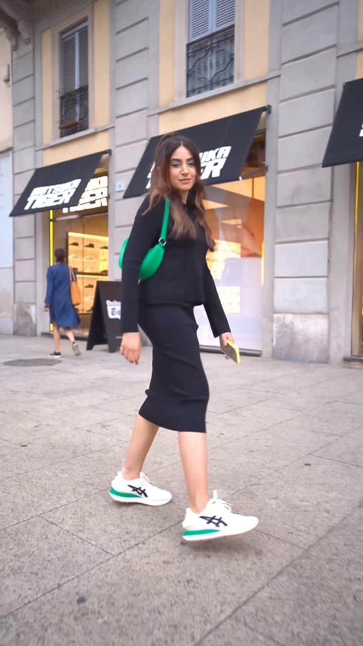 Aashna Shroffのインスタグラム：「I already told you just how much I enjoyed the @onitsukatigerofficial SS24 show, but getting to see those pieces up close, feel the different textures and fabrics, and even try them on, is when you truly fall in love!  I visited their store in Milan, a day after the show, and can safely say that @andrea_pompilio outdoes himself every season, and always brings us something fun and new while still staying true to the brand’s identity!  @onitsukatigerindia  #OnitsukaTiger #OnitsukaTigerIndia #MFW #SS24 #ad」