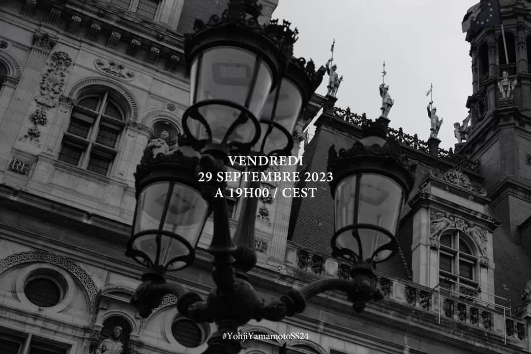 山本耀司のインスタグラム：「Yohji Yamamoto Spring Summer 2024 ⁠ ⁠ VENDREDI 29 SEPTEMBRE 2023⁠ A 19H00⁠ ⁠ The Women's Spring-Summer 2024 runway show will be broadcast live on Friday, 29th September at 7pm Paris time.⁠ ⁠ #YohjiYamamotoSS24⁠ #YohjiYamamoto⁠ #PFW」