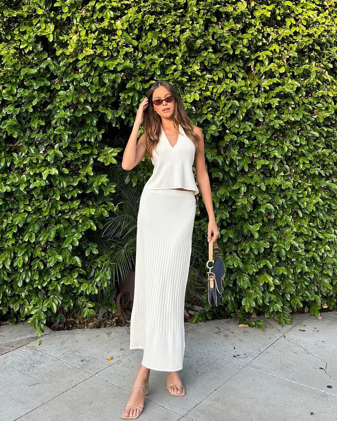 KOOKAI のインスタグラム：「Muse @elissaburns seen styling the Serah Halter Top & Maxi Skirt •• Available in coconut milk and vista blue, new to boutiques and online #kookai」