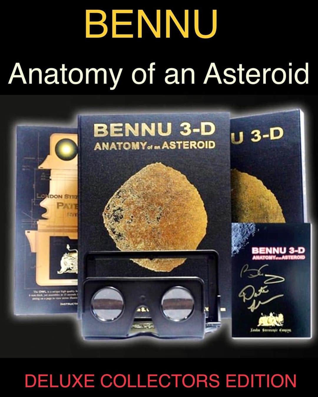 ブライアン・メイのインスタグラム：「Sell sell sell !!! 😊 Happy to say our BENNU 3-D book is now zooming up the charts - the successful Sample Return operation having been the best publicity for it !! But I wanted to give you guys an early alert that the Deluxe Edition is now ready for pre-order.  They’re strictly limited in supply and they’re not cheap, because they’re all hand-made by one amazing chap who brings those ancient magical traditional bookbinding skills to bear.  They’re really lovely, all gold-embossed etc.  And personally signed by me and Prof Dante Lauretta - the Principal Investigator of the mission to BENNU.  If you’re interested in either the deluxe edition or the regular (which is still pretty cool!) please look for the LondonStereo shop link in my SLINK !  Right now ! 🙂. Cheers all - back to QUEEN and Adam rehearsals now for me. Final day ! We head off to Baltimore on Friday for a 7 week Old School Assault on the eardrums of you lovely folks in the USA !  Look out !!! Bri」