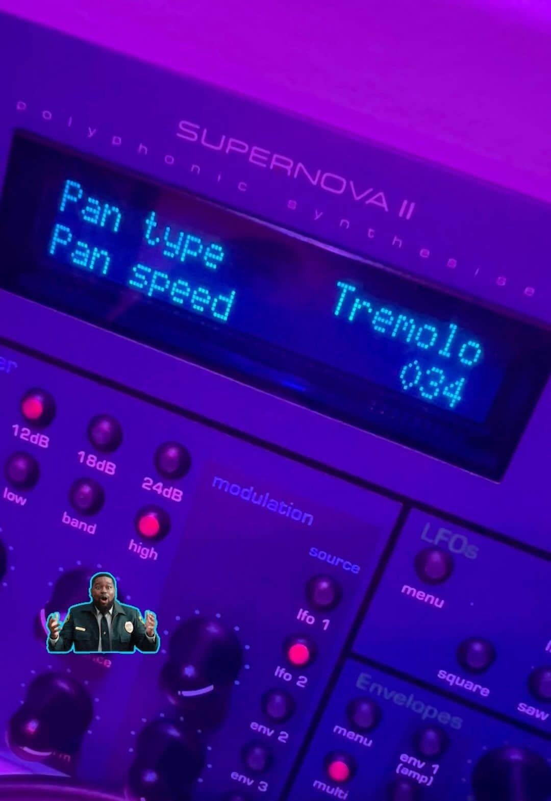 クリス・ハートのインスタグラム：「So I upgraded to a Novation Supernova II…I’ve always loved novations’s distortion so it was a pleasant perk that the II also lets me route external audio through the filter and FX.  Using the ever impressive Dreadbox Nymphes through the Supernova is pretty pleasing. The harmonics are so nice 😱  Gonna have fun with this.😁  #hardwaresynth @dreadbox.synthesizers  @novation.jp」