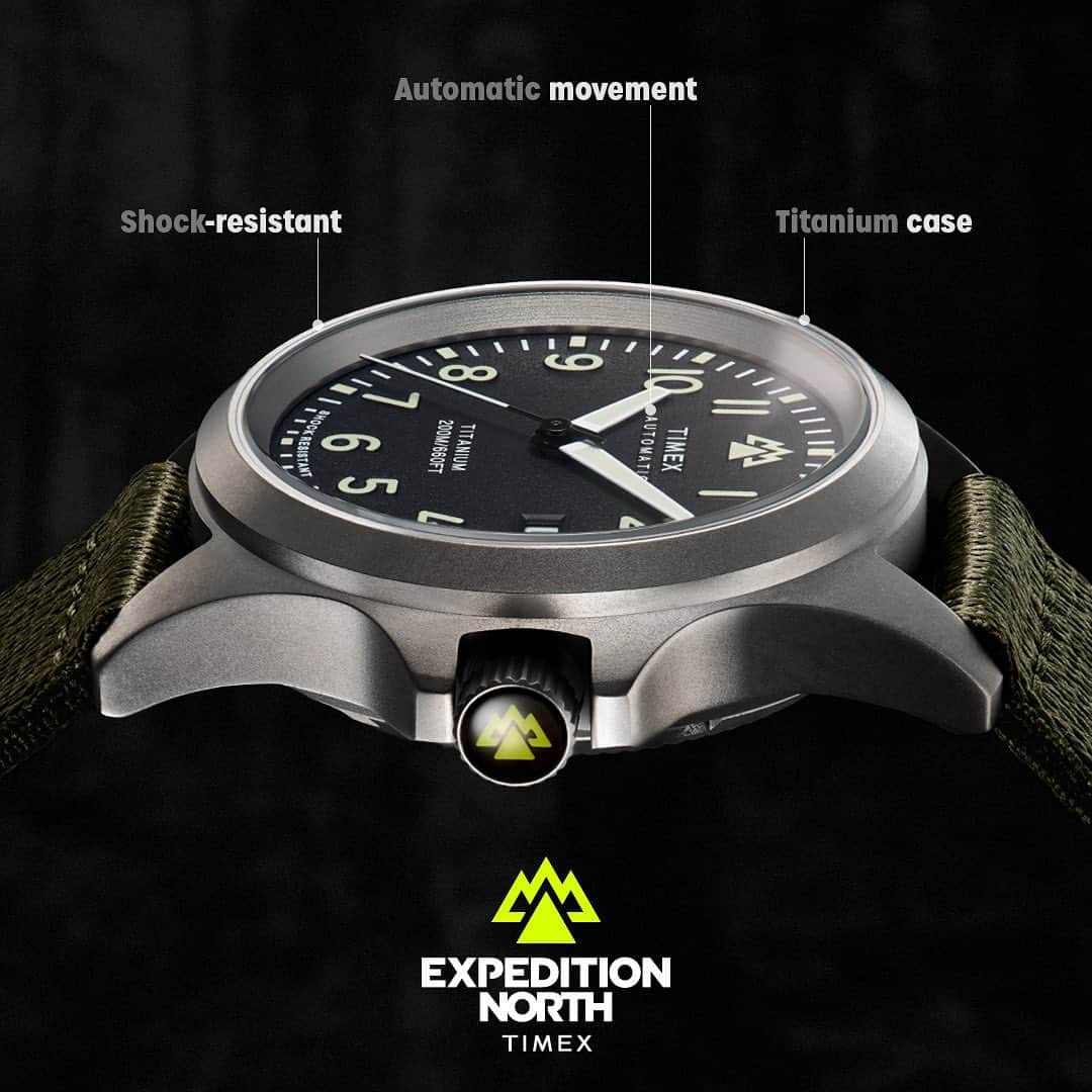 タイメックスさんのインスタグラム写真 - (タイメックスInstagram)「Titanium tough. 💪⁣ ⁣ Constructed with the most durable materials, this shock-resistant 41mm case is rendered in true Titanium, complemented by a scratch-resistant sapphire crystal and a screw-down crown and case back that provide 200m of water resistance. But that's not all - this watch also features a Japanese automatic movement and a sustainable #TIDE™ fabric strap made from recycled ocean-bound plastic.  Shop our Expedition North® Titanium Automatic available now at timex.com. ⁣ ⁣ #timex #automaticwatches #newwatch #watchfam #titanium」9月26日 23時07分 - timex