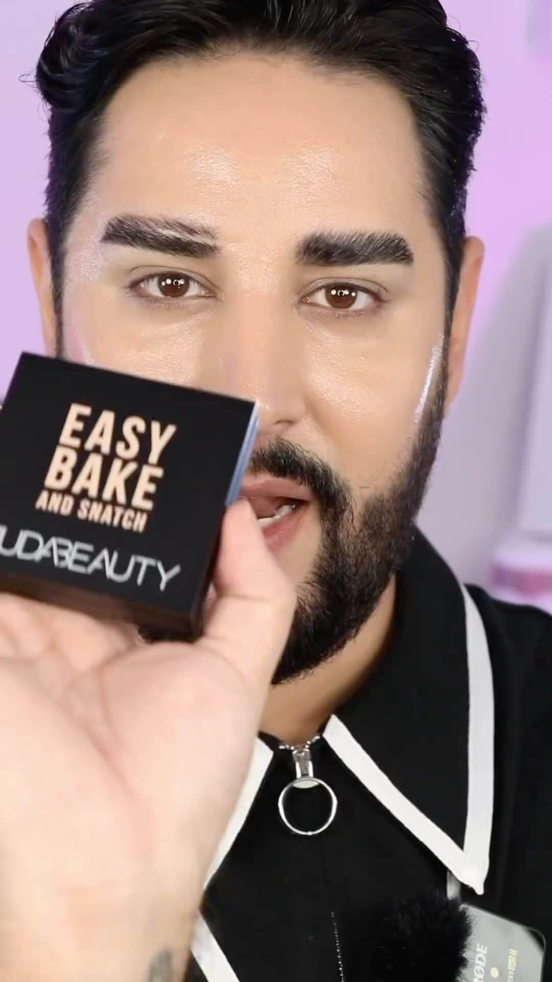 Huda Kattanのインスタグラム：「@robertwlsh gives his stamp of approval for our NEW Easy Bake And Snatch Pressed Powders! 🫡  It’s creamy, silky, incredibly soft, non-drying... Should we go on? 😉」