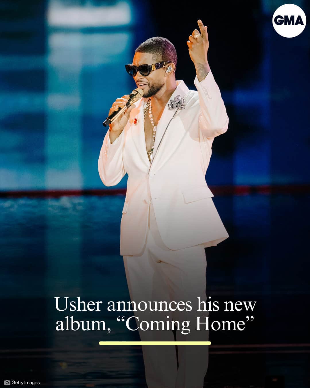 Good Morning Americaのインスタグラム：「Straight off the news that @usher will be the next Super Bowl halftime performer, the singer has announced his new album, "Coming Home." 🎶  MORE details at our link in bio.」