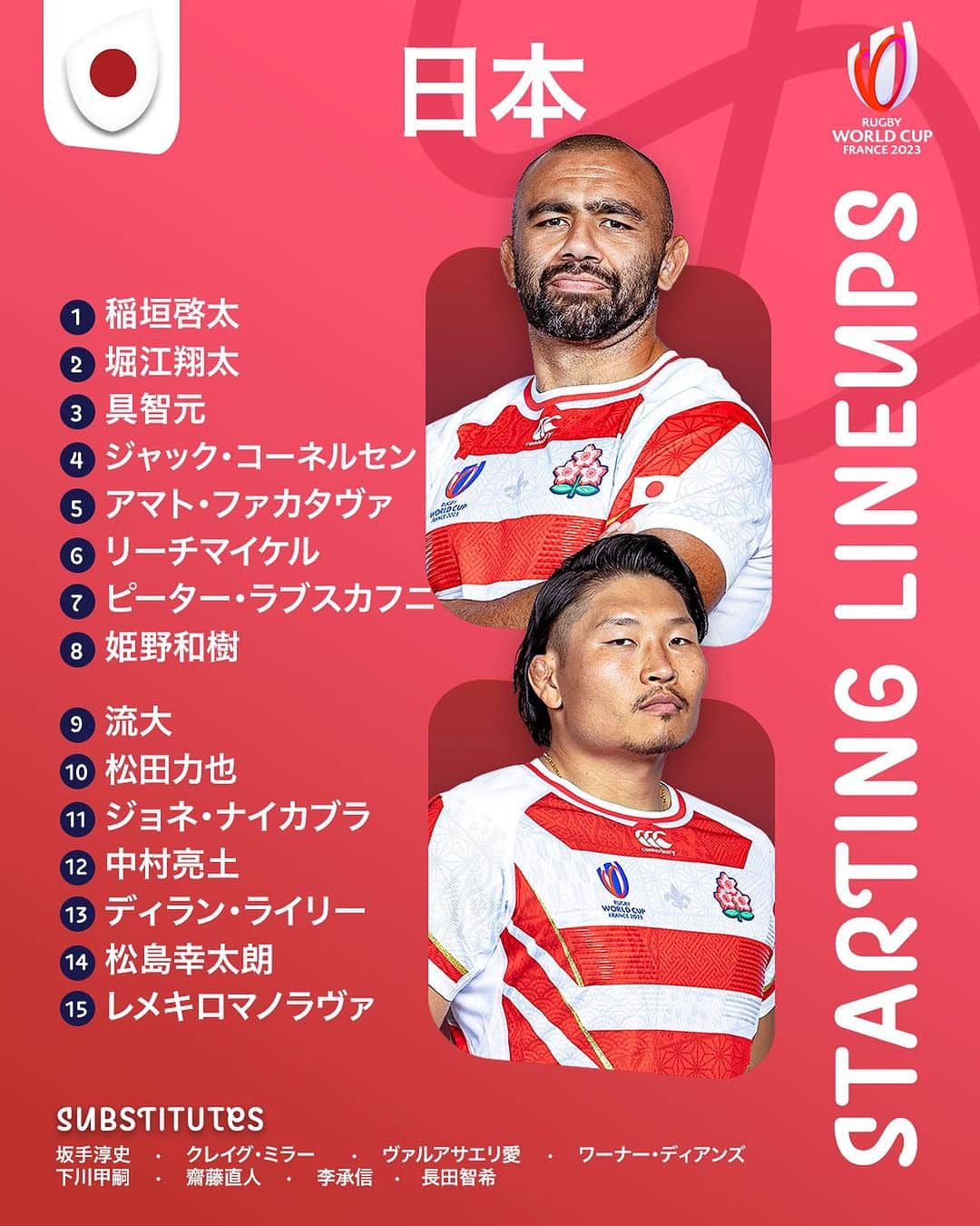ラグビーワールドカップのインスタグラム