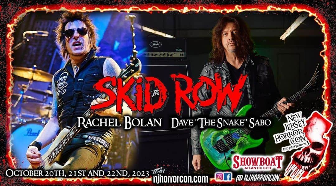 レイチェル・ボランさんのインスタグラム写真 - (レイチェル・ボランInstagram)「@njhorrorcon ・・・ Rachel Bolan and  Dave “The Snake” Sabo from SKID ROW!  Join us for our fall event at the Showboat in Atlantic City, NJ October 20th, 21st and 22nd, 2023!   Tickets for October: https://www.simpletix.com/e/tickets-nj-horror-con-and-film-festival-oc-tickets-134331」9月27日 1時15分 - officialrachelbolan