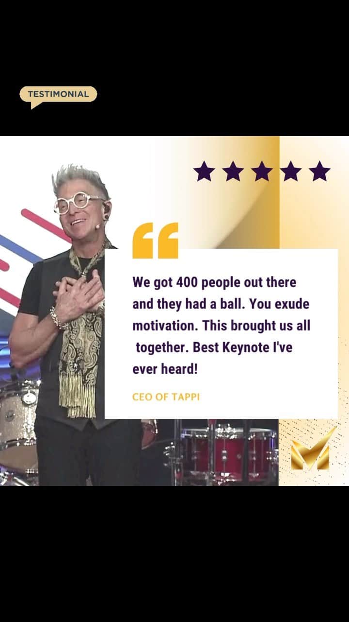 マーク・シュルマンのインスタグラム：「🥁 With gratitude in every beat!   The CEO of Tappi recognized my keynote speaking talents, a passion as profound as my love for drumming. This recognition truly resonates.   Let’s make your next event unforgettable. ⬅️ Contact me today!  #SpeakerSuccess #SpeakerGoals #PerformanceDriven #KeyNoteSpeaker #Testimonial #EngagementMatters #SpeakerLife #SignUpNow」