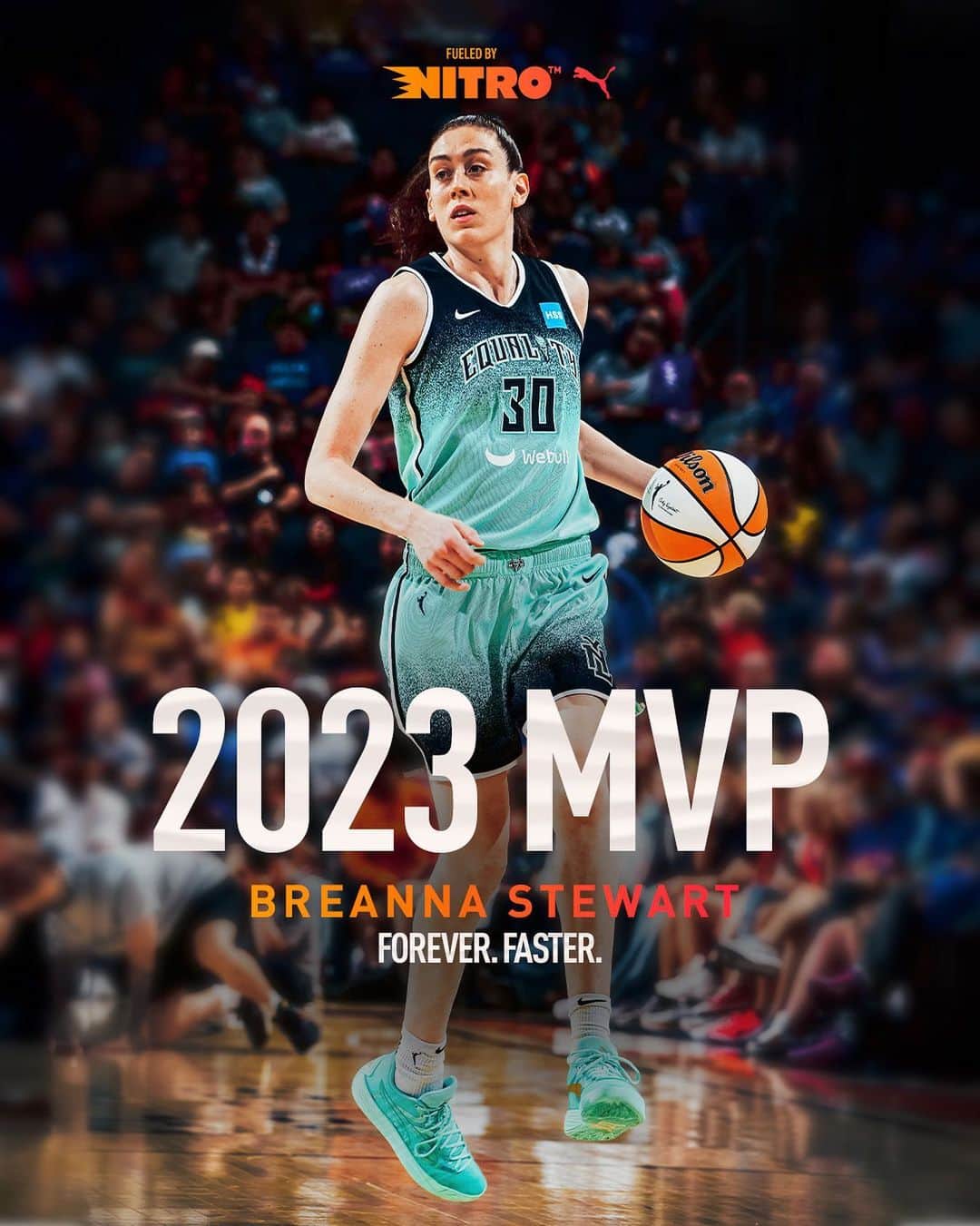プーマのインスタグラム：「BREANNA STEWART IS YOUR 2023 WNBA MVP 🗽 #FOREVERFASTER」