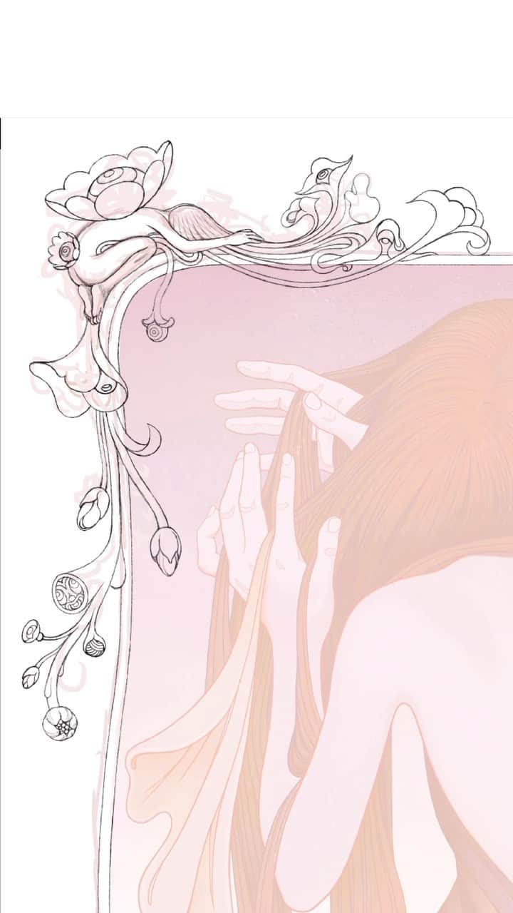 ジェームス・ジーンのインスタグラム：「Creating the frame embellishment for Chine. This idea began with a previous print edition, Braid, to create a new shape around the image to evolve the print from the original painting 🌊🌊🌊 Chine is available now for 24hrs only @jamesjeanstore」