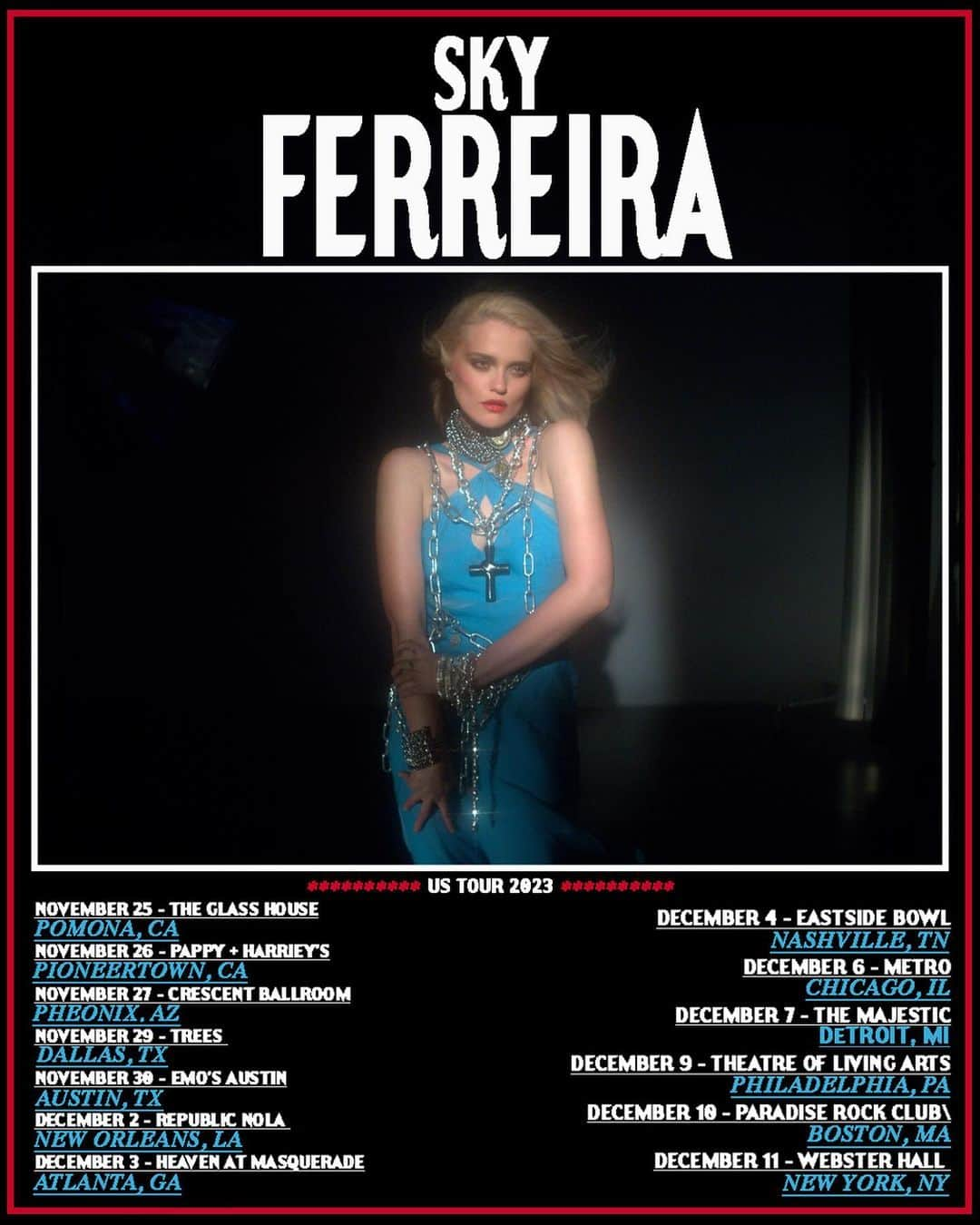 スカイ・フェレイラのインスタグラム：「US & UK TOUR DATES! ALL DATES & TICKETS IN BIO. SEE YOU SOON 💋」