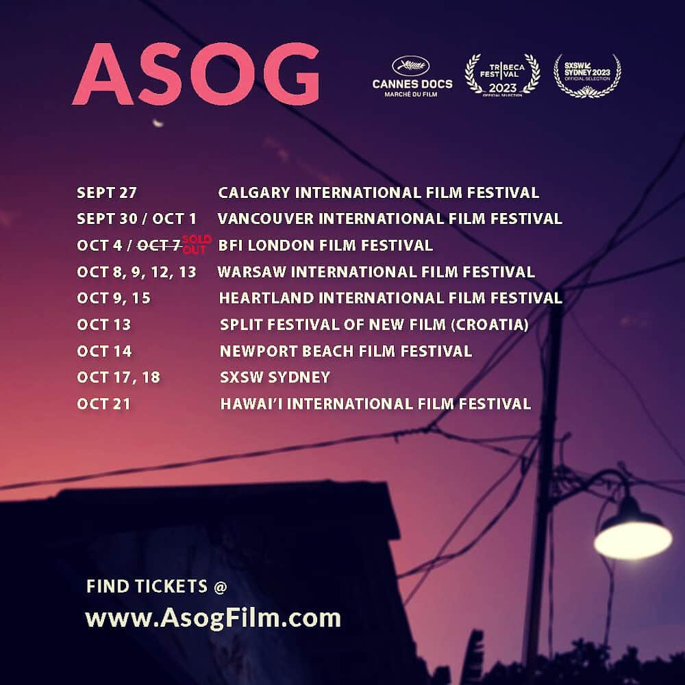 のインスタグラム：「✨Upcoming screenings of ASOG. 🎟️ Get your tickets @asogfilm (link in bio) or AsogFilm.com 💖」