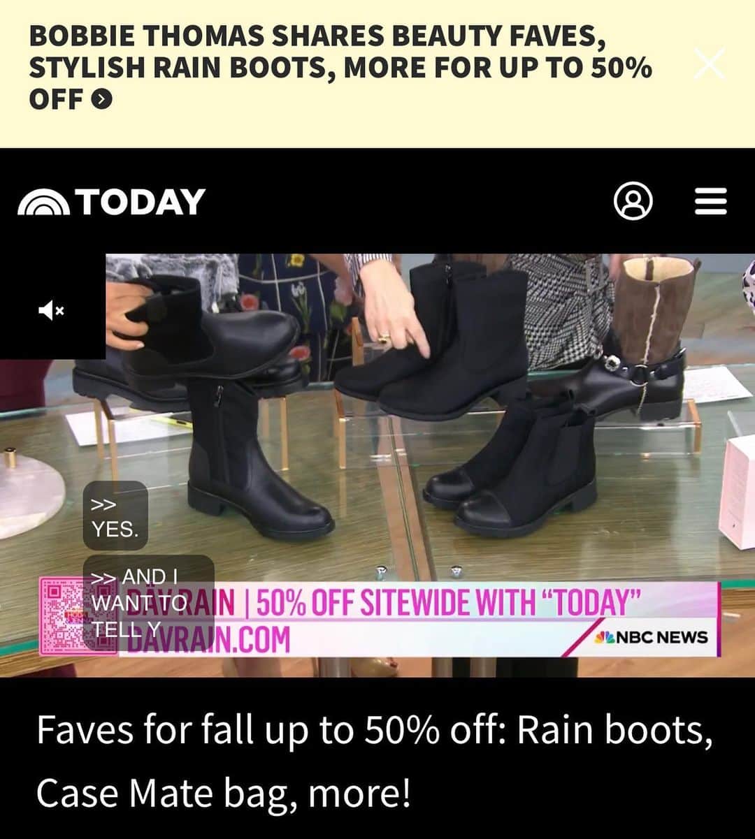 ダブのインスタグラム：「dav featured on Bobbie's Best for Less on the Today Show! Save 50% off entire website davrain.com until sept 29, 2023! Use TODAY in the code at check out. Thank you @bobbiethomas @hodaandjenna and @lashfary we ❤️ you!」