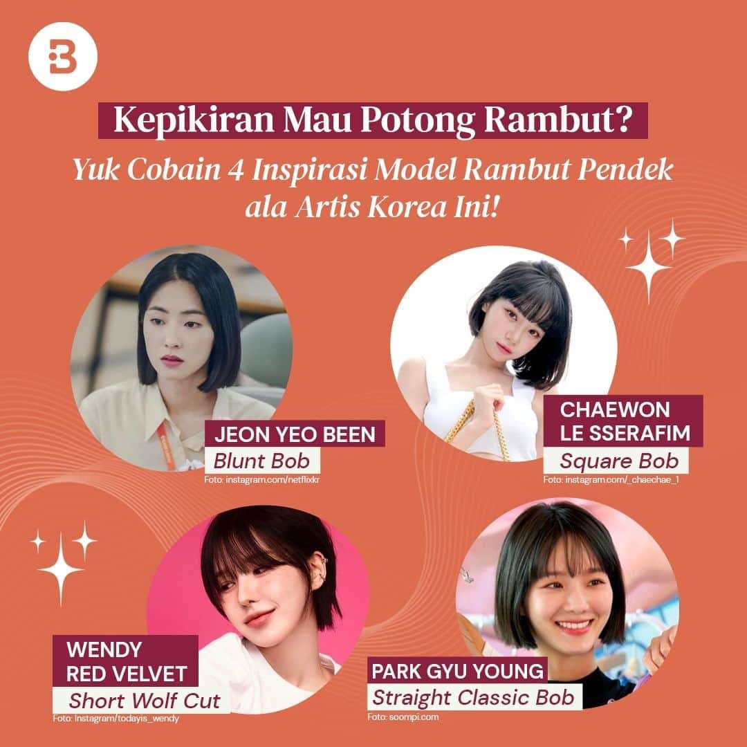 のインスタグラム：「Bosen sama model rambut yang gitu-gitu aja? Pengen potong pendek tapi ragu dan takut zonk?  Sini, sini…. Mending cobain gaya model rambut pendek ini, yuk.  Biar penampilan kamu makin terlihat fresh dan tentunya terlihat Awet Muda, deh! —-- Jangan lupa untuk follow @Beautynesia.id  untuk berita menarik seputar wanita dan lainnya!  Follow juga instagram : @beautynesianews 💄 @mommyasia.id 🤰🏼👶🏻 —---- #hair #potonganrambut #gayarambut #rambut #potongpendek #haircut #rambutpendek #modelrambut #fashion #look #rekomendasi #korea #alakorea #beautynesiaid」