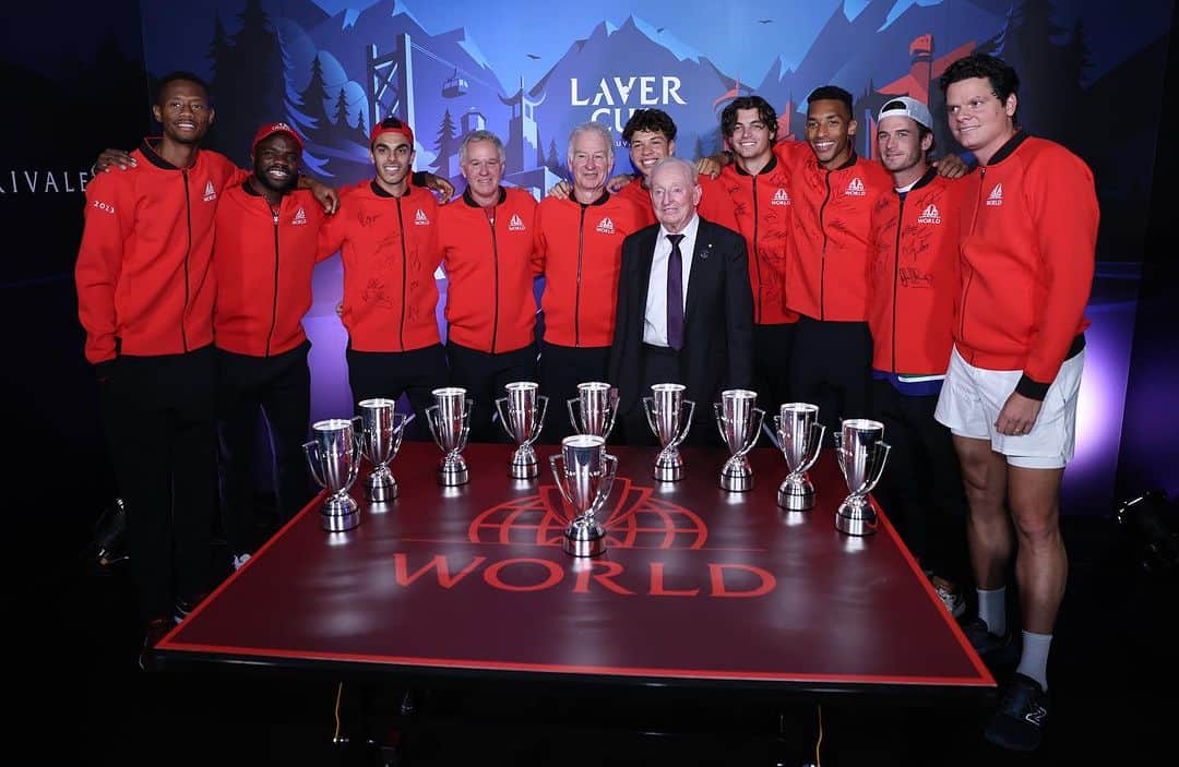 ロジャー・フェデラーのインスタグラム：「Congrats Team World 🌎 on a dominant week.  Wonderful Tennis 🎾  Can’t wait for Berlin 2024 ❤️💙 @lavercup」