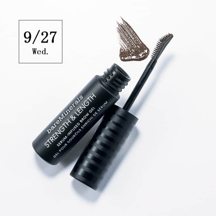美ST編集部のインスタグラム：「【本日発売！！大人の買い逃し厳禁コスメ👀✨】✅本日発売のメークアイテムをCHECK❤  -------- ミネラルの自然なシェードで眉を染め上げハリ・コシもケア  ジェルテクスチャーが眉をカラーリングしながら毛流れも整え、自然なツヤのある立体感を演出。独自のアプリケータがつけすぎを防ぎ、ミネラルピグメントならではの透明感ある発色で洗練された印象に。全4色。  bare Minerals（ベアミネラル）  ストレングス ＆ レングス セラム インフューズド ブロウ ジェル コーヒー  ￥3,520  @bareminerals_jp __ #美ST #美スト #ビスト #美魔女 #アンチエイジング #エイジングケア #眉メイク #アイブロウメイク #眉マスカラ #アイブロウマスカラ #ベアミネラル #bareminerals」