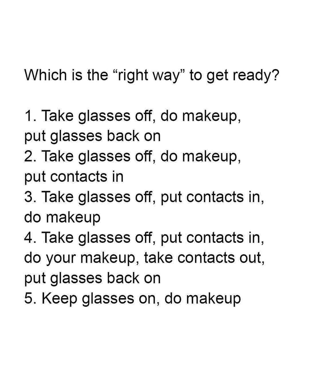 Warby Parkerのインスタグラム：「Which one is your morning routine? Note that there is no option for waking up in your contacts 😇」