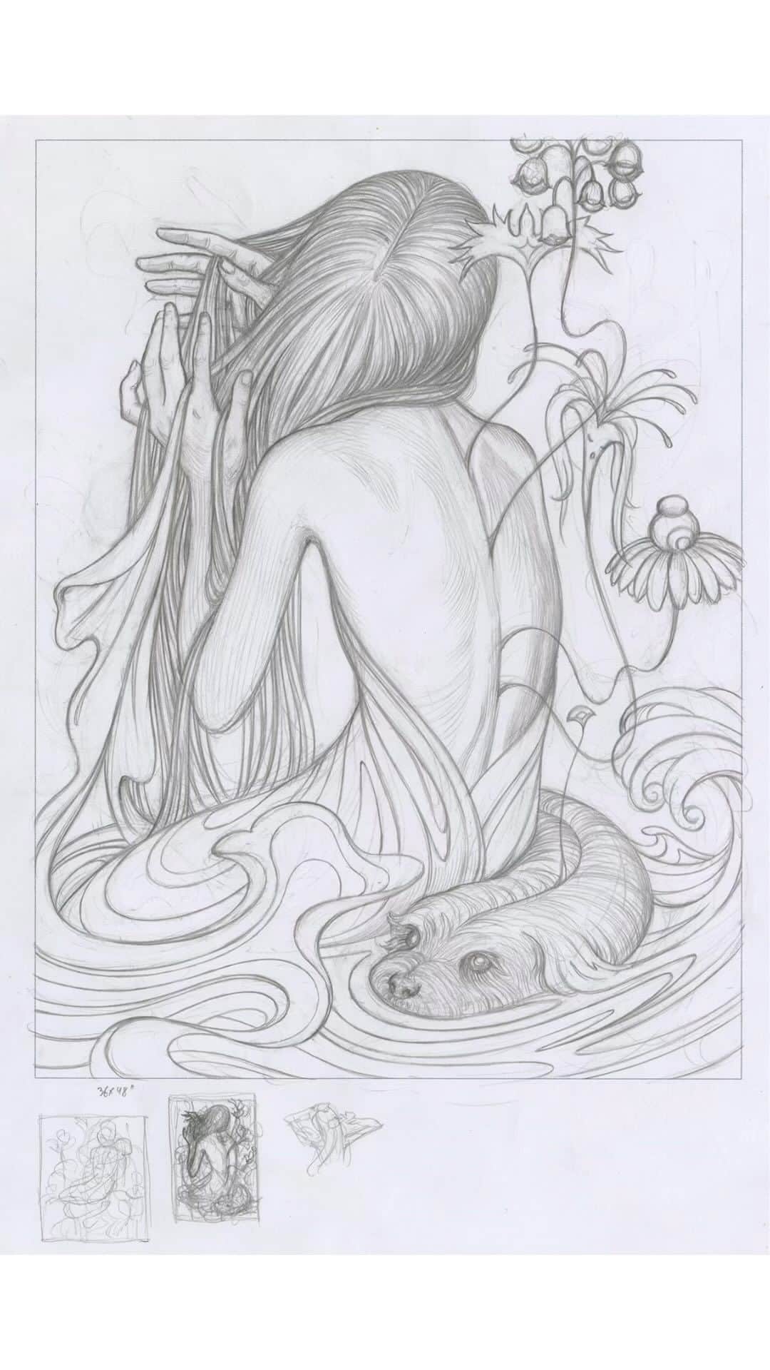 ジェームス・ジーンのインスタグラム：「Chine process. From sketch, to underpainting, to finish. The time limited print is now available for 24hrs only 🌊🌊🌊 Link is in B|0 ✨」