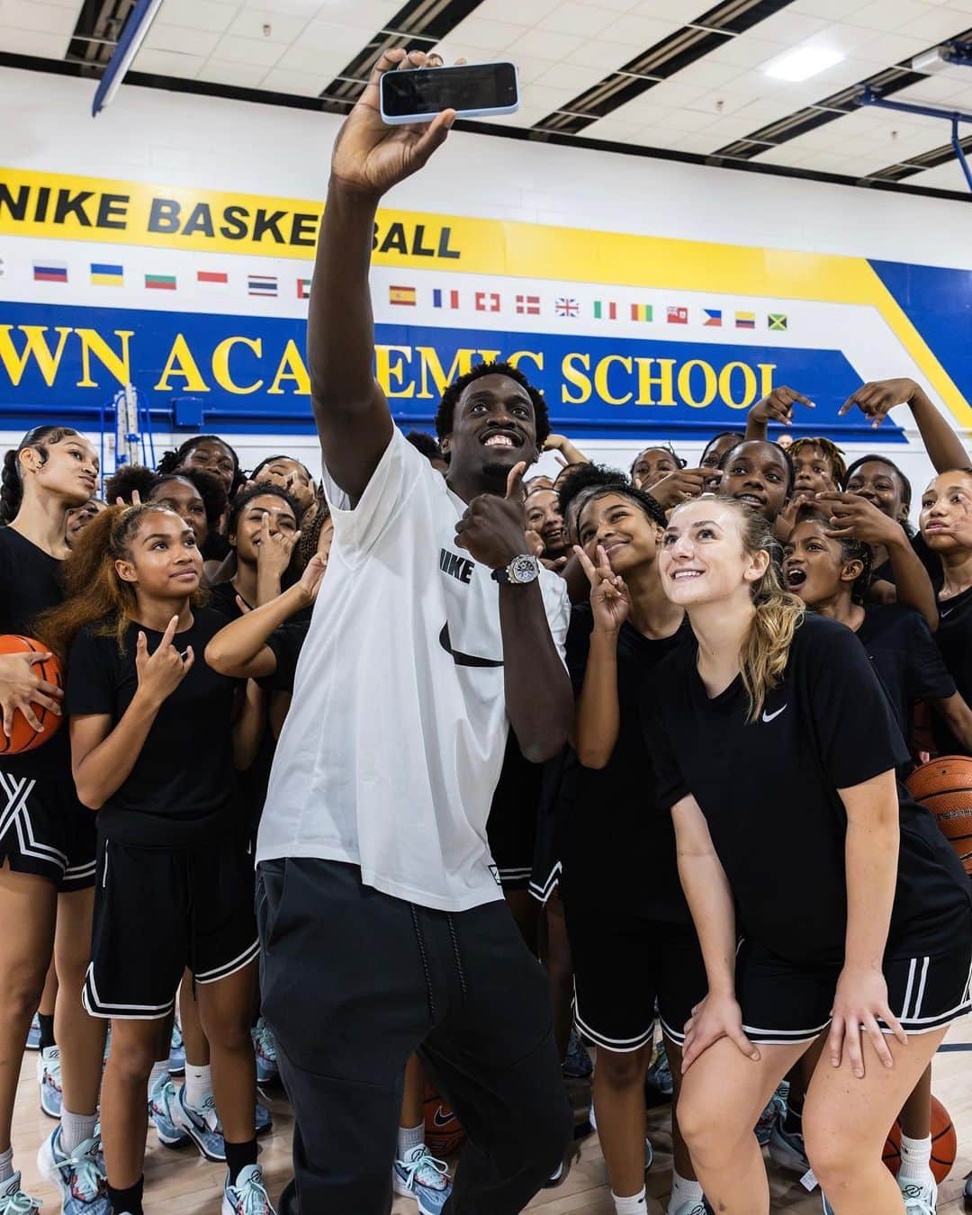 Nike Basketballのインスタグラム：「There are no limits to her game. ✨  Pascal Siakam showed up in Toronto to help grow girls’ basketball. With his guidance we saw young female athletes light up the court, boldly breaking down barriers for generations to come.   The support from @pskills43 served as inspiration for all future hoopers, showing the power of community within sports. #OnlyBasketball」