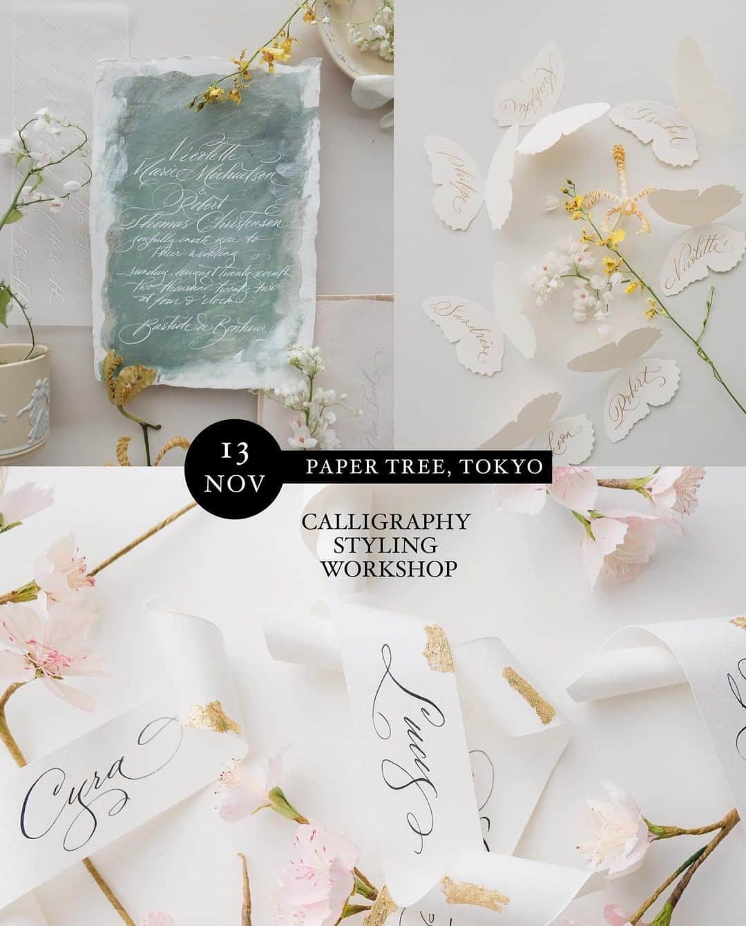 Veronica Halimのインスタグラム：「【特別開催】Calligraphy Styling Workshop ⠀⠀⠀⠀⠀⠀⠀⠀⠀ →9/29(金)20:00よりお申込みスタート！ ⠀⠀⠀⠀⠀⠀⠀⠀⠀ Paper Treeとコラボレーションレッスンのご案内です! レッスンでは席札やご招待状をはじめとするペーパーアイテムのアートとしての表現方法を学び楽しんでいきます。また、制作の後には美しいスタイリングのコツや撮影の方法までお伝えしていきます。クリエイティブな時間を是非一緒に楽しみましょう！ ⠀⠀⠀⠀⠀⠀⠀⠀⠀ We are thrilled to announce an upcoming workshop at Paper Tree, where participants will have the opportunity to learn, create, and have fun together. During this workshop, you will explore the art of crafting unique paper goods, such as name plates, announcement cards, and decorative items.You'll also gain hands-on experience in styling these pieces beautifully. Finally, there will be a demonstration and tips on how to photograph and edit your creations. Join us for a creative and enjoyable experience! ⠀⠀⠀⠀⠀⠀⠀⠀⠀ 【日時】 11月13日（月）9：30～13：00　　　　　 【募集人数】 6名 【対象】 カリグラフィーご経験者 　*日本語通訳あり  — #カリグラフィー　#カリグラフィースタイリング #カリグラフィーワークショップ #veronicahalim #truffypi #ldvh #tokyo」