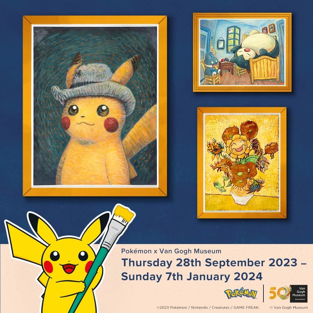 Pokémonさんのインスタグラム写真 - (PokémonInstagram)「Explore the art of Vincent van Gogh with Pokémon at the @vangoghmuseum in Amsterdam! ⚡🌻  Discover Pokémon-themed artworks, take part in an art hunt, and shop exclusive merchandise from Pokémon Center and at the museum from 28 September through 7 January 2024!」9月28日 2時00分 - pokemon