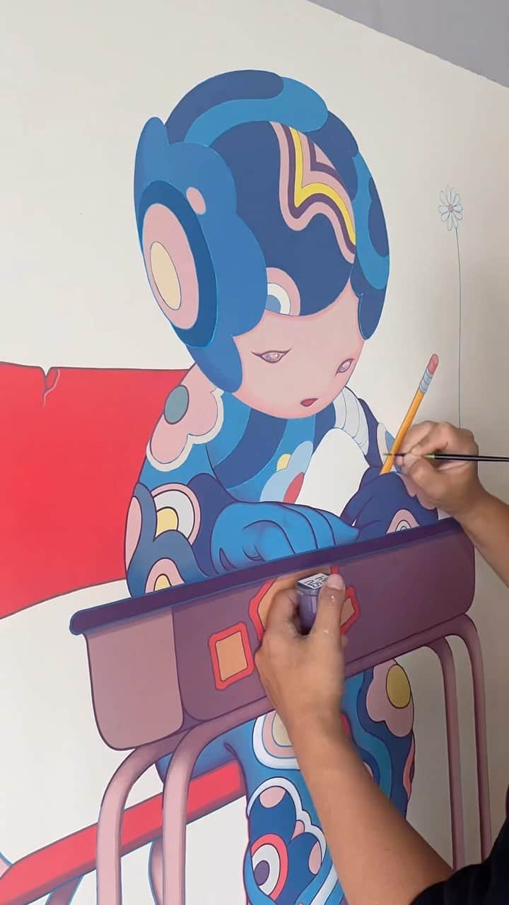ジェームス・ジーンのインスタグラム：「Student time lapse 🍎✍️ Acrylic on Canvas, 36 x 48”」
