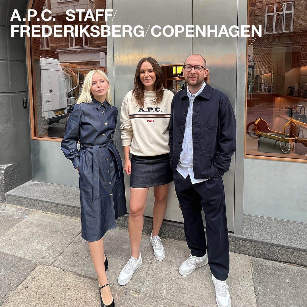 アーペーセーのインスタグラム：「Meet our Frederiksberg #APCStaff team, ready to welcome you to our new location in Copenhagen.   A.P.C. FREDERIKSBERG Værnedamsvej 8 1619 København Denmark  #APCParis #APCStore」