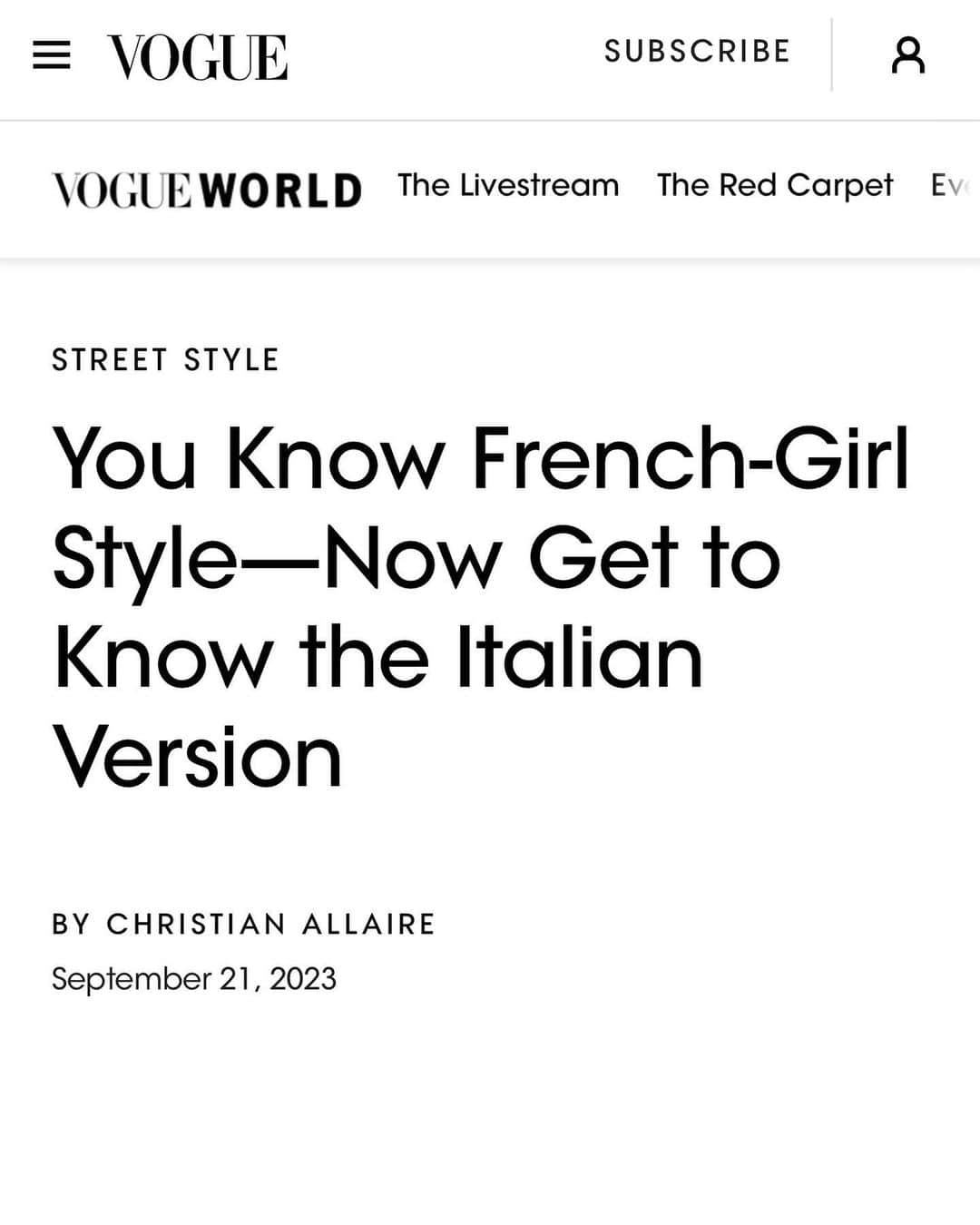 エレオノーラ・カリシのインスタグラム：「Oh Hy! Vogue recognizes my Italian style and here a small interview about the influences that have established my strong relationship with Italian culture and 'aesthetics.  Thanks @voguemagazine  & @chrisjallaire」