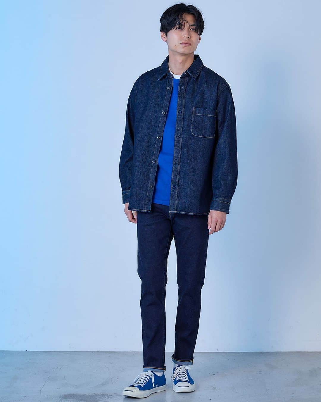 のインスタグラム：「.  JAPAN BLUE JEANS 2023 Autumn & Winter Collection  TOPS 13oz Denim Shirt  TOPS Inlay Raglan Long Sleeve Tee  BOTTMS L29 Hyper Stretch Denim   その他　参考商品　  @denimlabo_web   #japanblue #japanbluejeans #kojima #Kurashiki #okayama #denim #jeans #indigo #aging #madeinjapan #madeinokayama  #ジャパンブルー  #ジャパンブルージーンズ #児島 #倉敷 #岡山 #日本製」