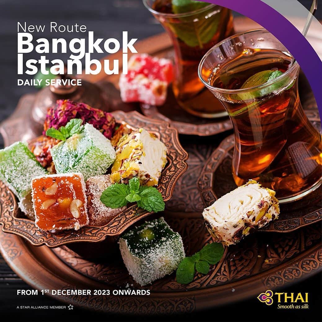 タイ航空さんのインスタグラム写真 - (タイ航空Instagram)「นับถอยหลังอีก 2 เดือนเท่านั้น⏱ การบินไทยพาคุณบินตรงสู่อิสตันบูล ประเทศทูร์เคีย! แพ็คกระเป๋าให้พร้อม แล้วไปสัมผัสฤดูหนาว ฉลองเทศกาลคริสต์มาสและปีใหม่ ณ ดินแดนสองทวีปด้วยกัน   ชั้นประหยัด ไป-กลับ ราคาเริ่มต้นที่ 33,175 บาท สำรองที่นั่ง คลิกลิงก์บน bio ของเรา หรือที่ thaiairways.com✈️   ลัดฟ้าสู่อิสตันบูลด้วยเที่ยวบิน TG900 ออกเดินทางเวลา 23.45 น. ถึงอิสตันบูลเวลา 06.05 น. ลงเครื่องแล้วเที่ยวได้ทันที อย่าลืมแวะคาเฟ่หรือร้านชาแล้วลองชิมขนมขึ้นชื่ออย่างเตอร์กิช ดีไลท์ เตรียมตัวให้พร้อม แล้วสำรองที่นั่งเลย!  #การบินไทย #รักคุณเท่าฟ้า #อิสตันบูล #ทูร์เคีย #ตุรกี #turkishdelight」9月27日 18時25分 - thaiairways
