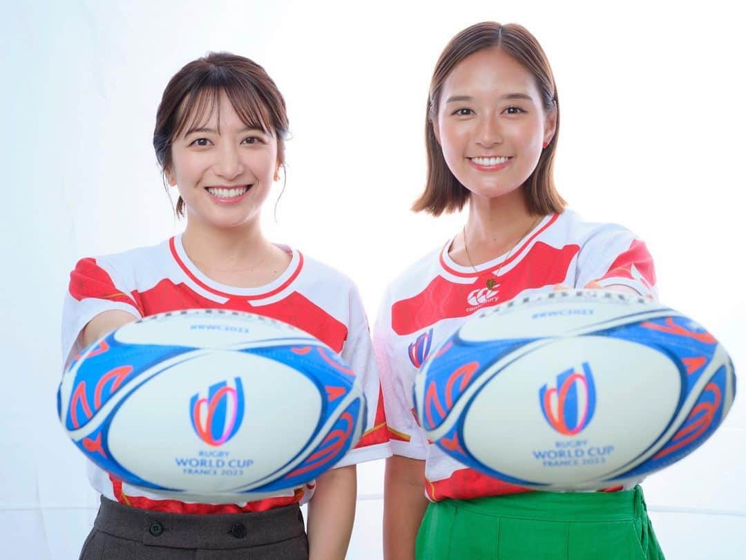 忽滑谷こころのインスタグラム：「. 今週金曜早朝はサモア戦🏉 朝早いですが応援しましょ🔥 . 取材の時に撮ってもらった写真です👭🏻 . #rwc2023」