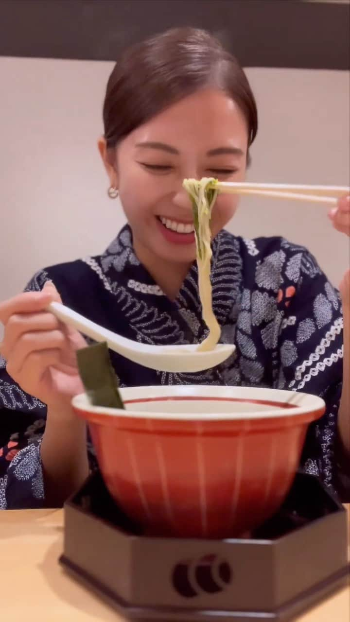 西村まどかのインスタグラム：「花火大会終わりに締めラーメン🍜  #小麦と鈴 #ラーメン女子 #浴衣」