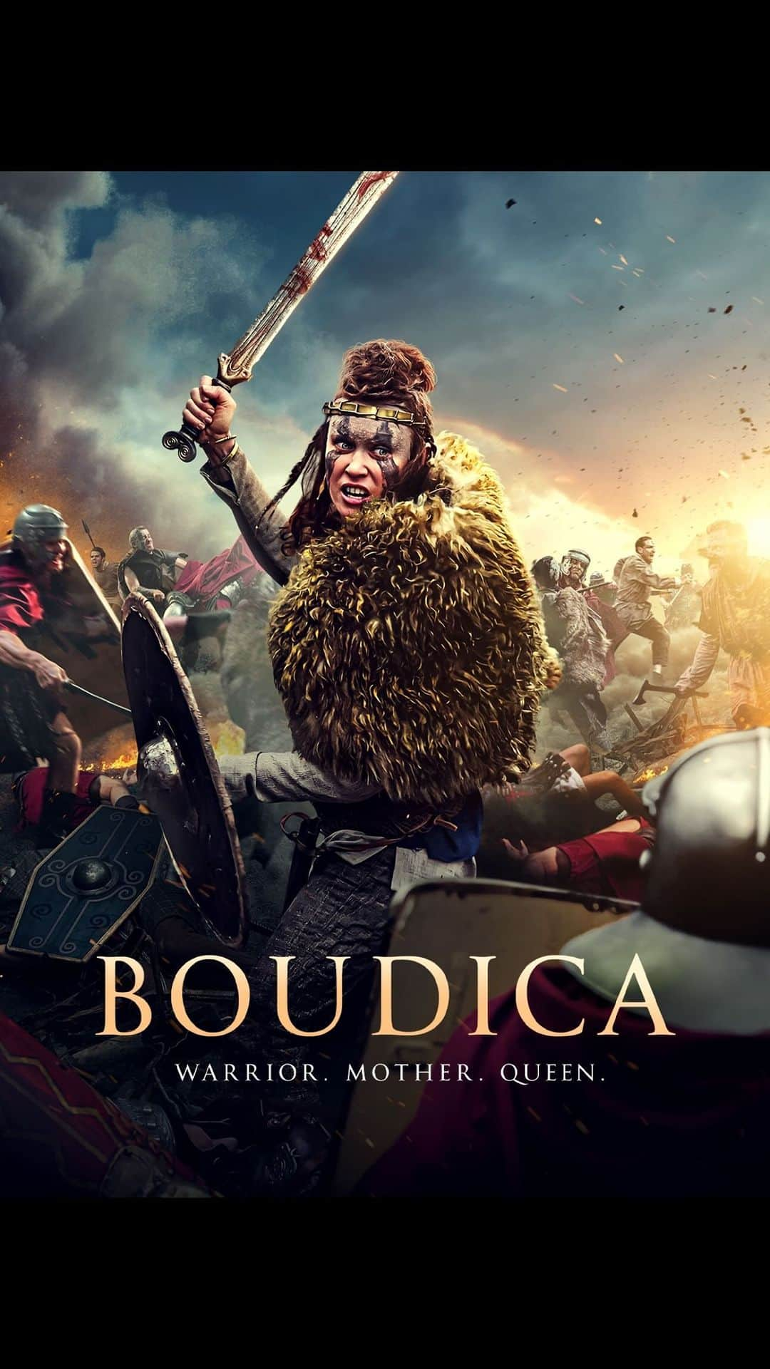 オルガ・キュリレンコのインスタグラム：「Warrior. Mother. Queen.  Watch the trailer for ‘Boudica’. Wage an epic war against the #RomanEmpire on Digital HD 30 October 🇬🇧🇮🇪   Synopsis: This historical action is the bold, bloody story of the titular Celtic Queen. King Prasutagus rules over the Iceni people with his wife Boudica by his side, but when Prasutagus is betrayed and killed by Rome, Boudica’s kingdom is left without a male heir and the Romans seize her land and property. Driven to the edge of madness and determined to avenge her husband’s death, Boudica rallies the various tribes from the region and wages an epic war against the mighty Roman Empire. Starring Olga Kurylenko (Black Widow), Clive Standen (Vikings), Rita Tushingham (Last Night in Soho), Nick Moran (Harry Potter franchise) and James Faulkner (Game of Thrones), Boudica is written and directed by Jesse V. Johnson (Avengement).  . . . . . #ActionMovie #MovieTrailer #MovieTrailers #FilmTrailer」