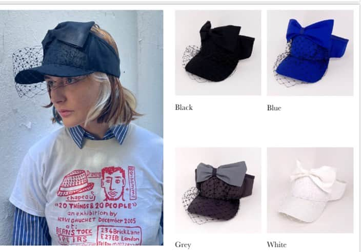 バーンストックスピアーズさんのインスタグラム写真 - (バーンストックスピアーズInstagram)「SS24 Visor with a veil.  For sales @the_alphabet_london @shockvalueshowroomOur super model, @abby.mcdevitt , wears it with a vintage #bernstockspeirs t-shirt」9月27日 22時07分 - bernstockspeirs