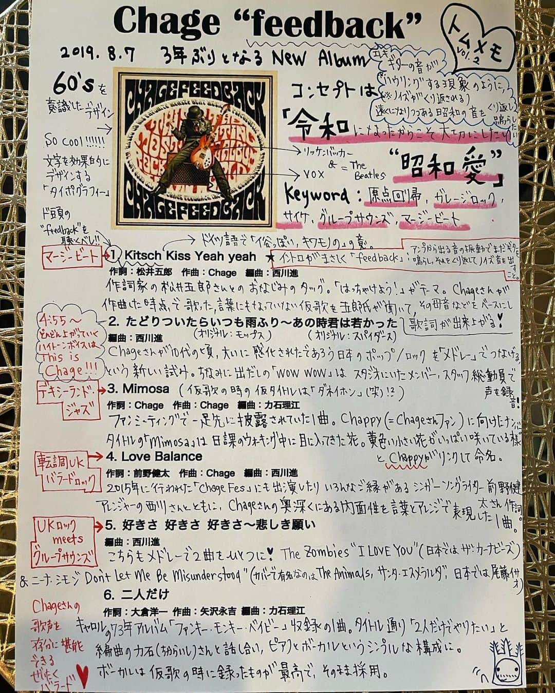 トムセン陽子さんのインスタグラム写真 - (トムセン陽子Instagram)「昨夜Chageさんゲストの放送用に作った「トムメモ」✍️💓  過去のものと合わせて、一挙公開（笑）(・ω<) ﾃﾍﾍﾟﾛ  #メモ魔 #Chage さん #キュウオン #bayfm」9月27日 23時00分 - yokothomsen