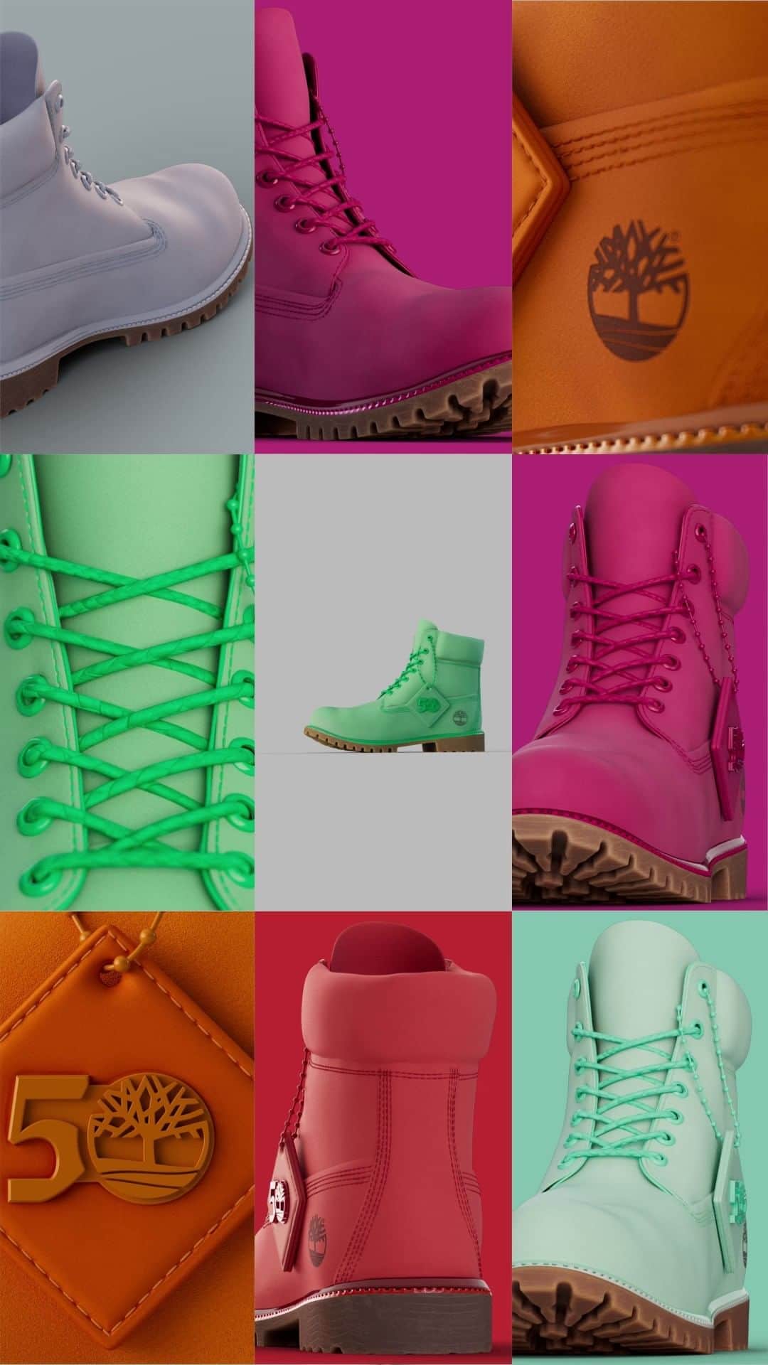 ティンバーランドのインスタグラム：「This is for YOU. 🫵  This is not a boot, this is a canvas. With 7 different colorways and waterproof premium leather, the style possibilities are endless.   Express your true colors in the Timberland® 50th Edition Premium Boot.  Available now. 🎨  #TIMBERLAND50 #BUILTFORTHEBOLD #COLORBLAST」