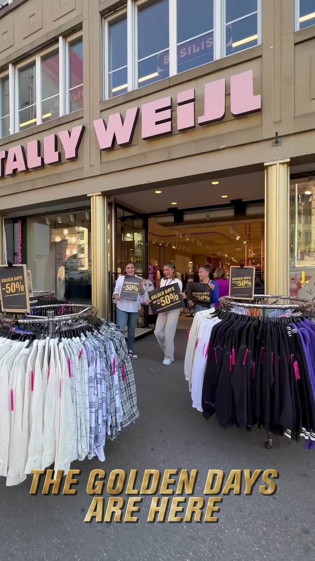 TALLY WEiJLのインスタグラム：「The ✨GOLDEN DAYS✨ are here! Get up to 50% OFF the hottest & trendiest styles right now in stores and online. You don't wanna miss this, sis. Special shoutout to our store team at @tally_weijl_baselmarktplatz ❤️」