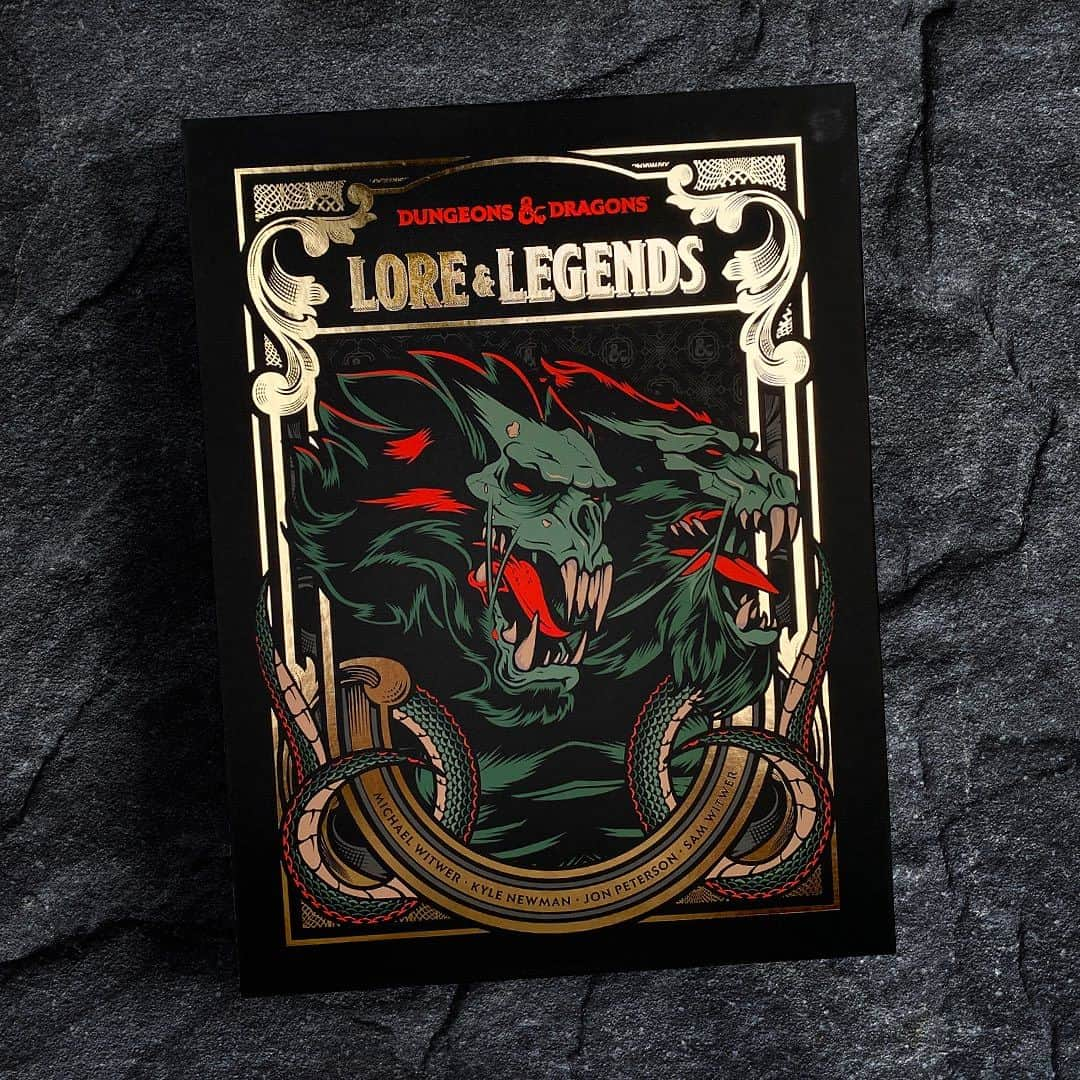 カイル・ニューマンのインスタグラム：「Presenting… The LORE & LEGENDS Special Edition! My coauthors and I have spent the past three years bringing this tome to life. This massive, beautiful beast of a book is the official sequel to our Hugo-nominated bestseller Art & Arcana, telling the story of 5th edition D&D. It’s also got a foreword by the incomparable @tommorello. In stores November 28th but available for preorder now. #dnd #rpg #dungeonsanddragons #5thedition #dnd5e」