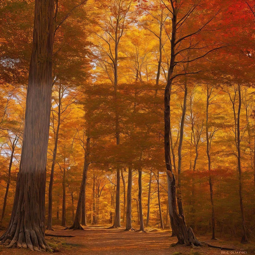 Paul Octaviousのインスタグラム：「Autumn Mirage 🍁  I spent the week back in my hometown in New England to reconnect with some friends / family, relax, and get inspired. I forgot how much I missed the leaves changing colors and was inspired to make a new project about it 🍁❤️」