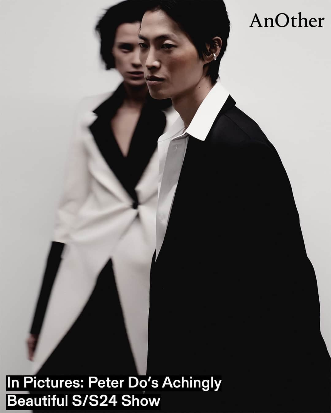 AnOther Magazineのインスタグラム：「Fresh from his debut as @helmutlang’s new creative director, @the.peterdo landed at Paris Fashion Week to present a delicate Spring/Summer 2024 collection at his namesake label, which breathed new life into minimalism 🦢⁠ ⁠ At the link in bio, behind the scenes at the show with a photo essay by Paul Phung 📲⁠ ⁠ 📸 by @paulphung for AnOther⁠」
