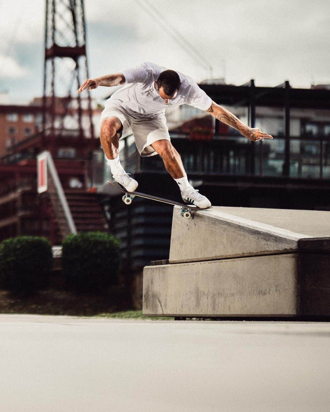 adidas Skateboardingのインスタグラム：「Precision & Style /// @lucaspuig Switch Back Tail in Bilbao, as seen in @thrashermag, @freeskatemag, and @soloskatemag 📚.  The new Puig Indoor in white & dark green is available now in finer skate shops and online at adidas.com/skateboarding  📸 @legallout 📹 @philzwijsen  #adidasSkateboarding #LucasPuig」