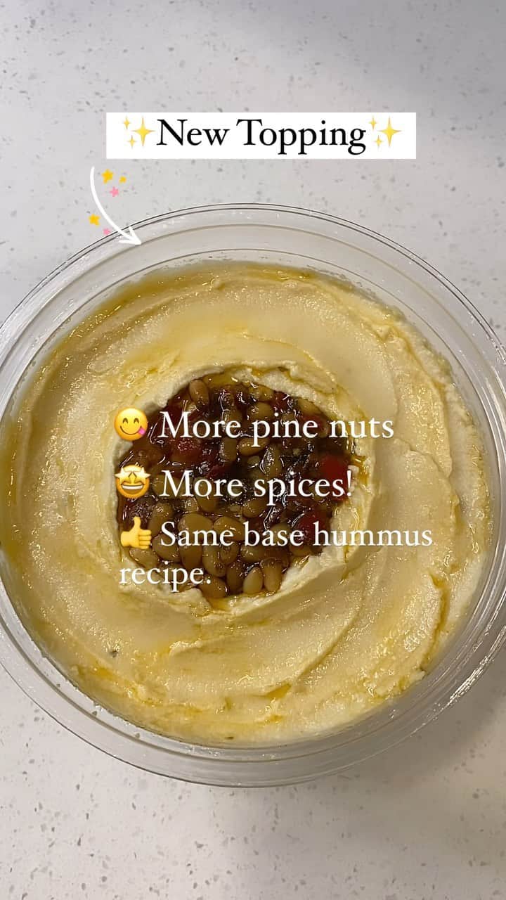 Costcoのインスタグラム：「Same great recipe, but with a topping upgrade! Pick up the revamped Kirkland Signature Pine Nut Hummus and see what you think.」