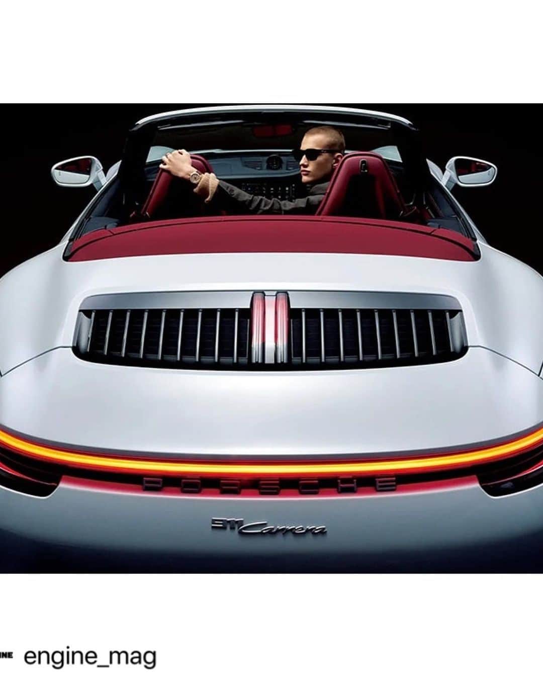 祐真朋樹のインスタグラム：「#Repost @engine_mag with @use.repost ・・・ PORSCHE 911 Carrera Cabriolet × TAG HEUER　スタイリスト・祐真朋樹の「乗る車 × 着る服」  スタイリストの祐真朋樹が、話題のクルマに旬なファッションを提案するシリーズ「乗る車×着る服」。今回のクルマは1963年の登場以来、ポルシェを代表する名車として君臨する911。撮影したのは第8世代（type992）の“カレラ”のオープンモデルだ。そして注目いただきたいのは、モデルの腕に輝く時計。これはポルシェとタグ・ホイヤーによる最新コラボモデル「タグ・ホイヤー カレラ クロノスプリント × ポルシェ」だ。  #ENGINE_mag #ENGINE_web #ENGINE_PremiumClub #engine #エンジン #porsche  #porsche911  #porsche911cabriolet  #911  #911cabriolet #carrera #tagheuer #tagheuercarrerachronosprint  #ポルシェ #ポルシェ911 #ポルシェ911カブリオレ #911カブリオレ #タグホイヤー #タグホイヤーカレラ  #ENGINE11月号 #乗る車 × #着る服 #992 #992cabriolet」