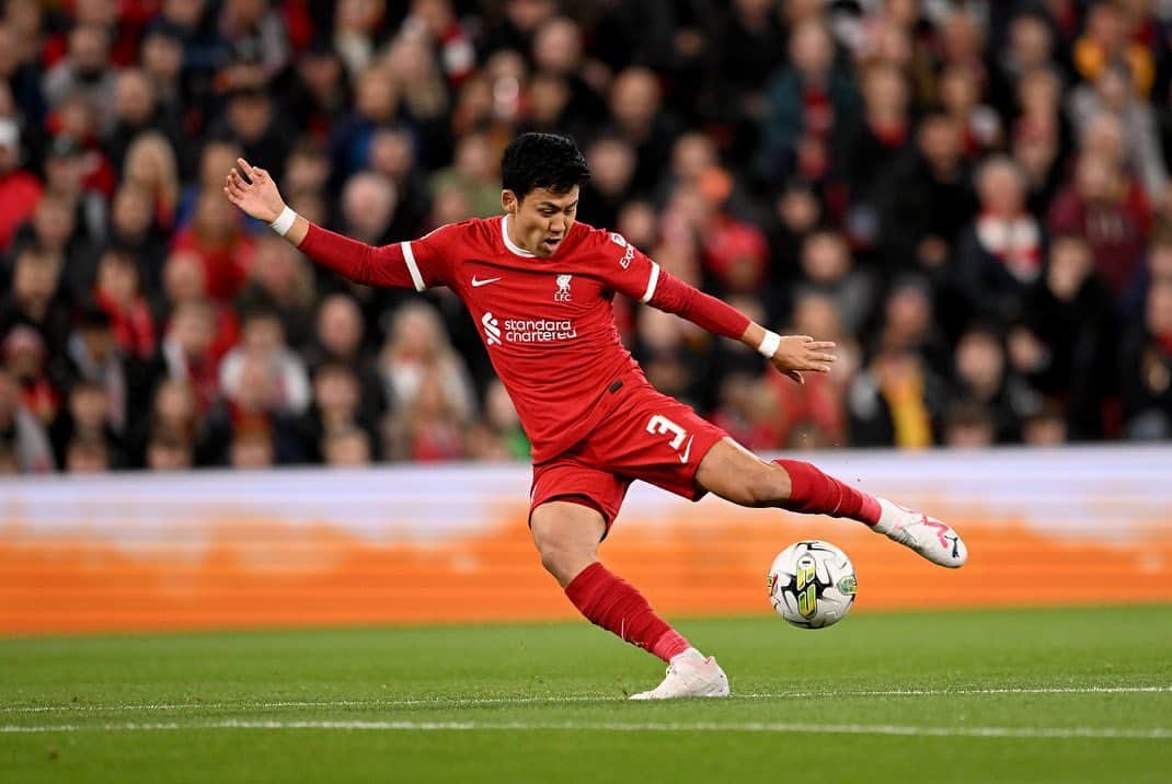 遠藤航のインスタグラム：「.. .Next round ✅ I’m happy to play as my first starting 11 in Anfield. I will keep trying. . #liverpool #anfield #carabaocup #win #football #samurai #⚽️ #🇯🇵  . #リバプール #カラバオカップ #遠藤航」