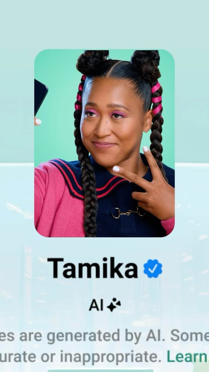 大坂なおみのインスタグラム：「I’ve partnered with Meta to bring you a new Al named Tamika, your anime-obsessed friend! You’ll be able to chat with Tamika across Instagram, Messenger and WhatsApp, just follow and DM @sailortamika to get started. Meta Als rolling out to US users in phases. Voice coming later. #sponsored」